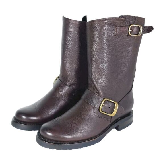 Frye Women's Veronica Short US 6B Brown Leather Pull On Moto Biker Boots - Picture 1 of 13